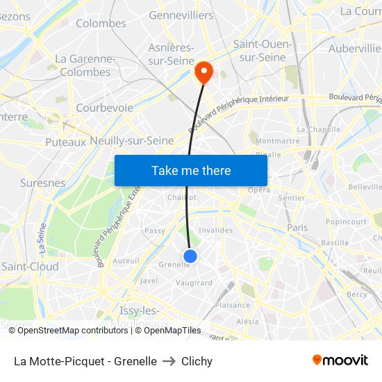 La Motte-Picquet - Grenelle to Clichy map