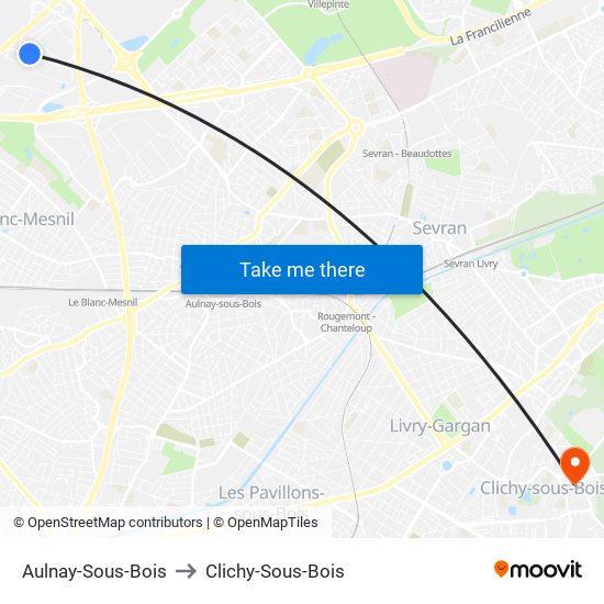 Aulnay-Sous-Bois to Clichy-Sous-Bois map