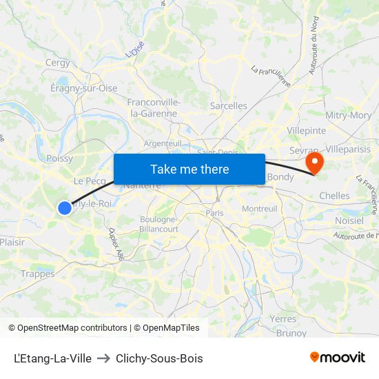 L'Etang-La-Ville to Clichy-Sous-Bois map