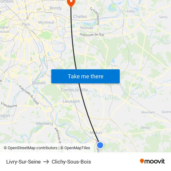 Livry-Sur-Seine to Clichy-Sous-Bois map