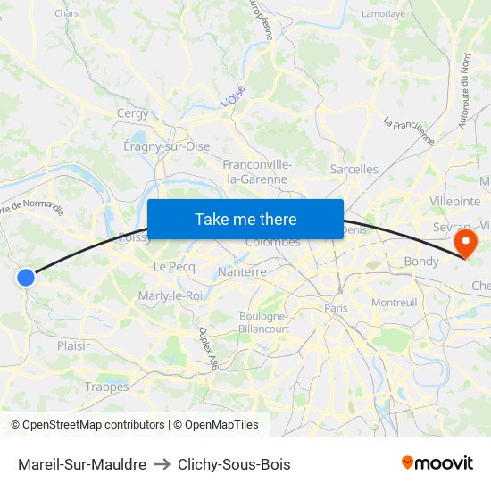 Mareil-Sur-Mauldre to Clichy-Sous-Bois map