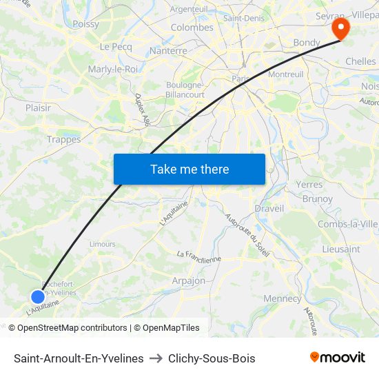 Saint-Arnoult-En-Yvelines to Clichy-Sous-Bois map