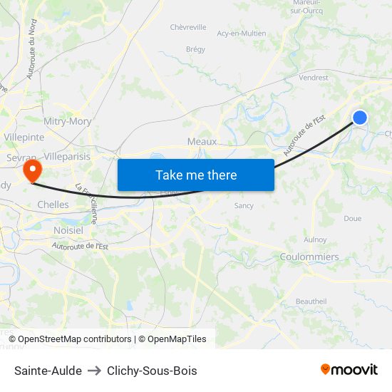 Sainte-Aulde to Clichy-Sous-Bois map