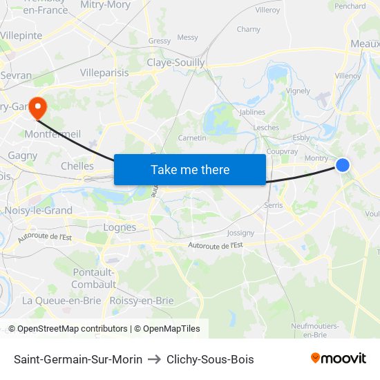 Saint-Germain-Sur-Morin to Clichy-Sous-Bois map