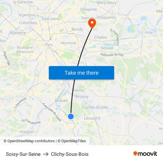 Soisy-Sur-Seine to Clichy-Sous-Bois map