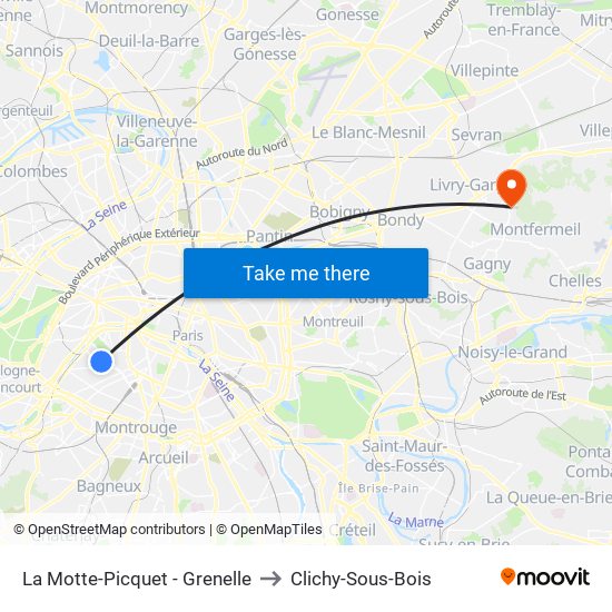 La Motte-Picquet - Grenelle to Clichy-Sous-Bois map