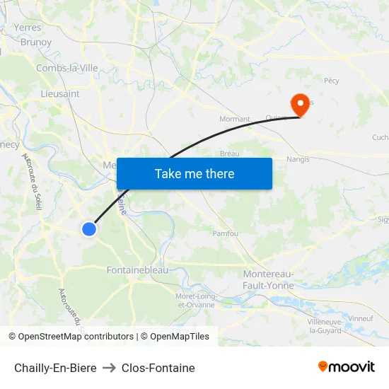 Chailly-En-Biere to Clos-Fontaine map