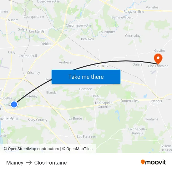 Maincy to Clos-Fontaine map