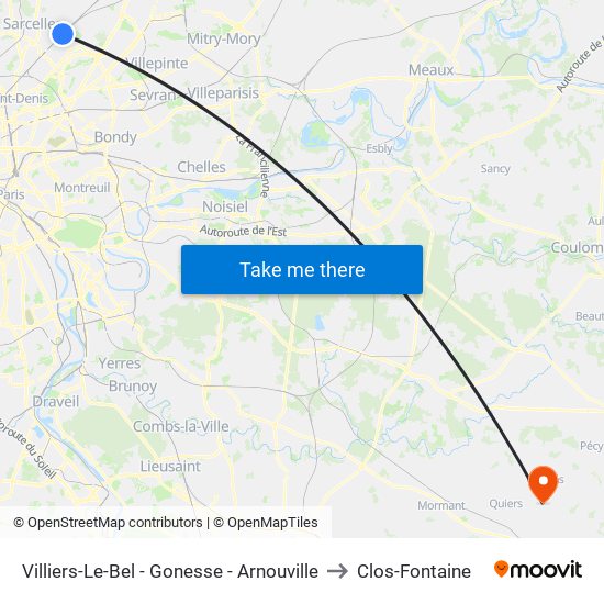 Villiers-Le-Bel - Gonesse - Arnouville to Clos-Fontaine map