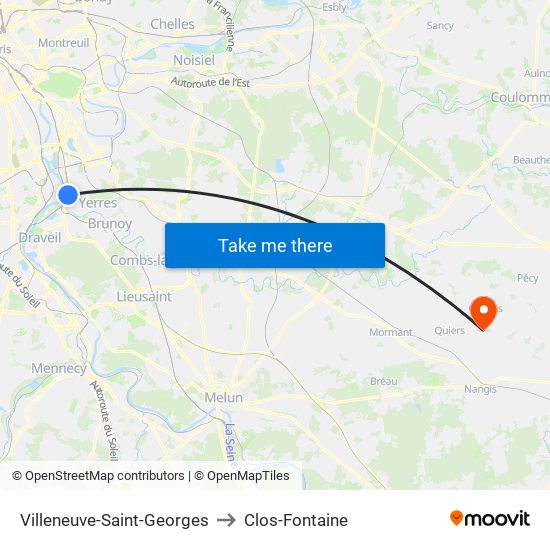 Villeneuve-Saint-Georges to Clos-Fontaine map