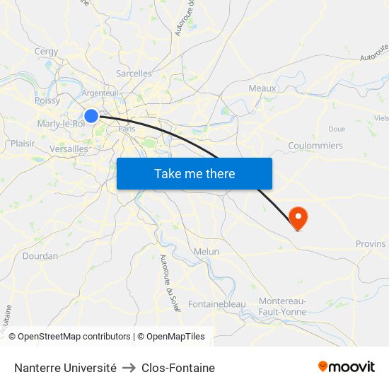 Nanterre Université to Clos-Fontaine map