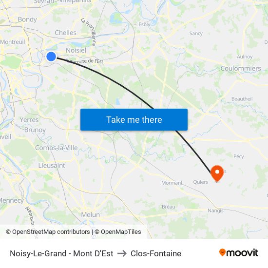 Noisy-Le-Grand - Mont D'Est to Clos-Fontaine map