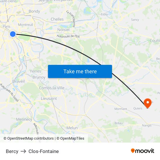 Bercy to Clos-Fontaine map