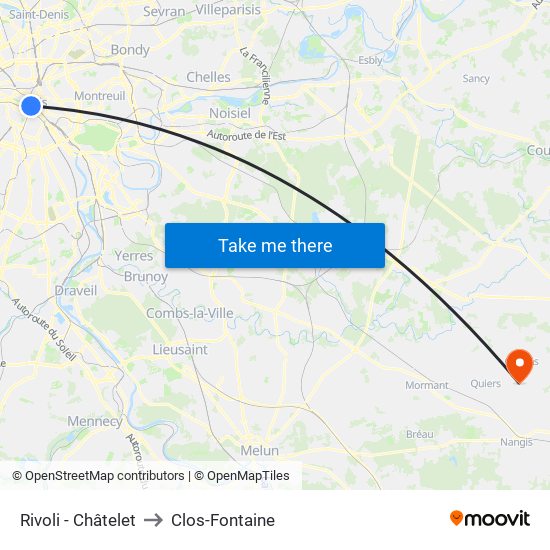 Rivoli - Châtelet to Clos-Fontaine map