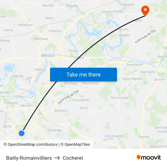 Bailly-Romainvilliers to Cocherel map
