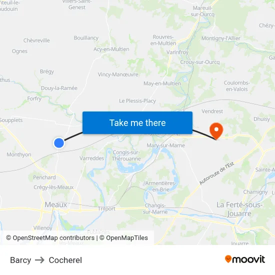 Barcy to Cocherel map