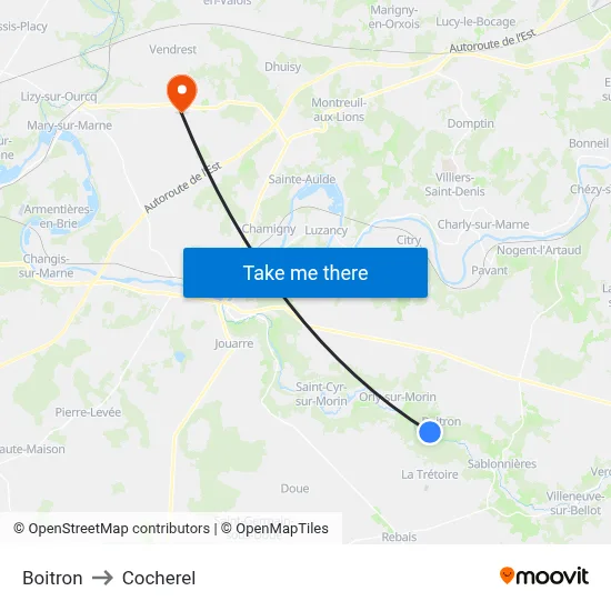 Boitron to Cocherel map