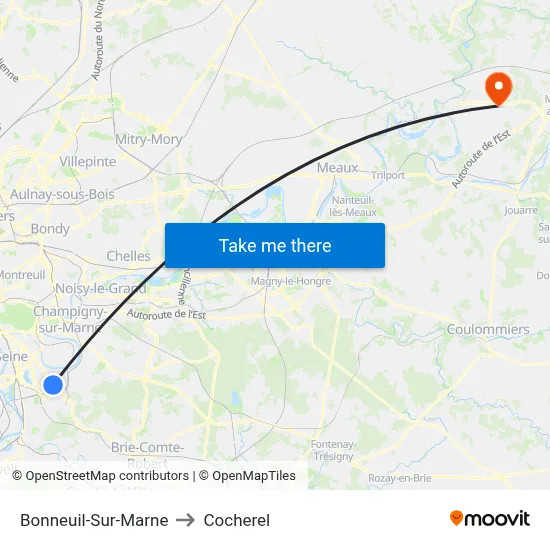 Bonneuil-Sur-Marne to Cocherel map