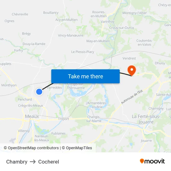 Chambry to Cocherel map