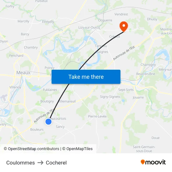 Coulommes to Cocherel map