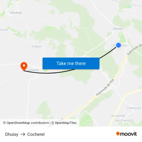 Dhuisy to Cocherel map