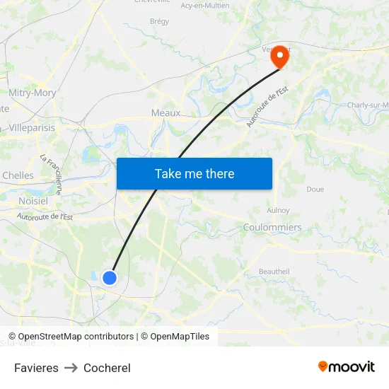 Favieres to Cocherel map