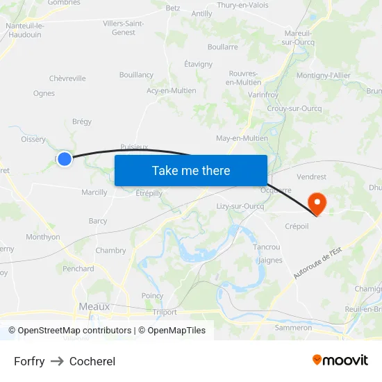 Forfry to Cocherel map