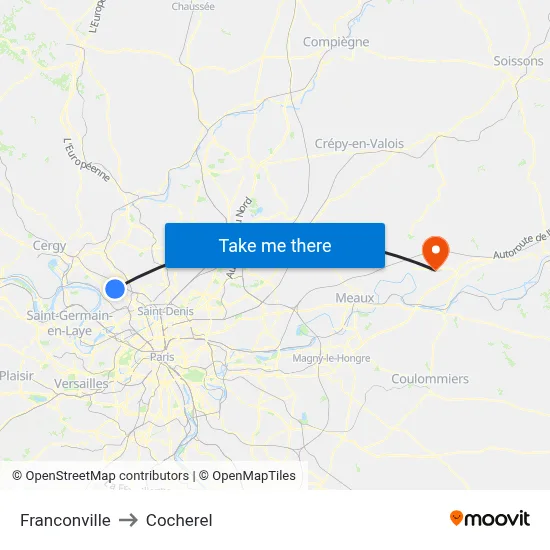 Franconville to Cocherel map