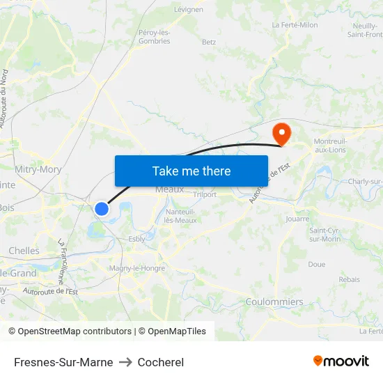 Fresnes-Sur-Marne to Cocherel map