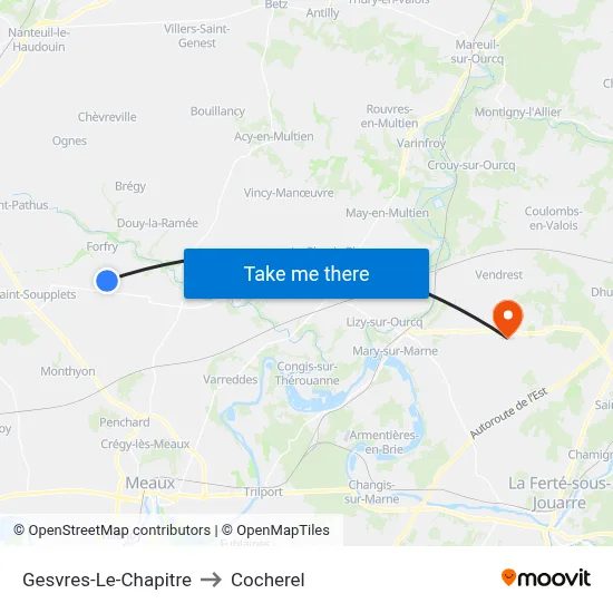 Gesvres-Le-Chapitre to Cocherel map