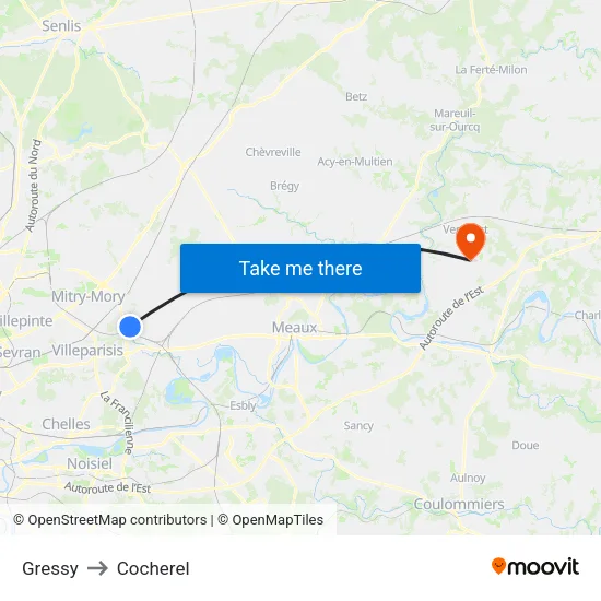 Gressy to Cocherel map