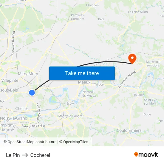 Le Pin to Cocherel map