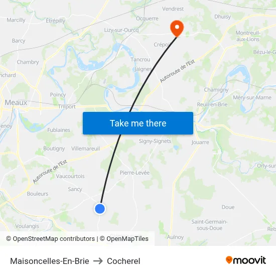 Maisoncelles-En-Brie to Cocherel map