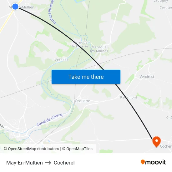 May-En-Multien to Cocherel map