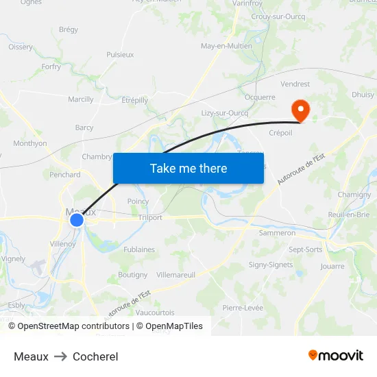 Meaux to Cocherel map