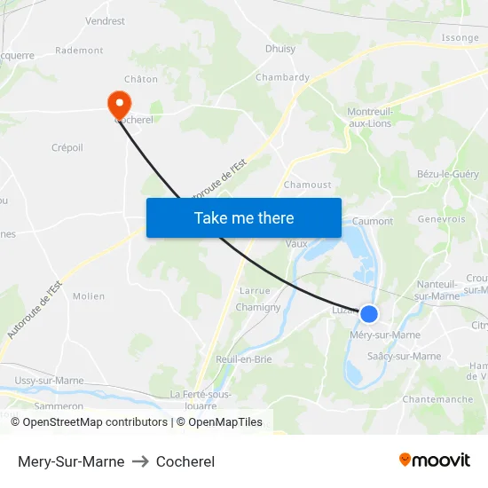 Mery-Sur-Marne to Cocherel map