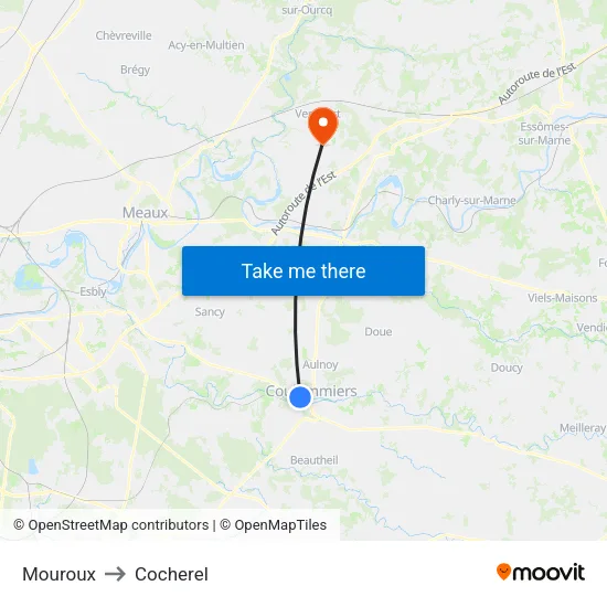Mouroux to Cocherel map