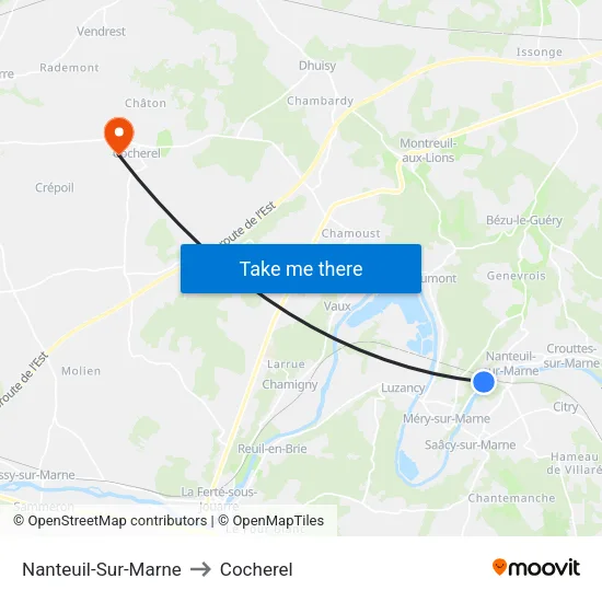 Nanteuil-Sur-Marne to Cocherel map
