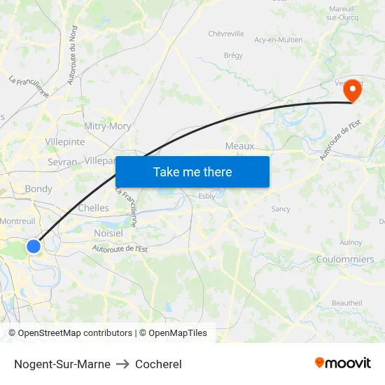 Nogent-Sur-Marne to Cocherel map