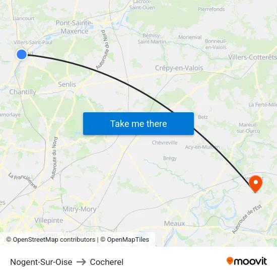 Nogent-Sur-Oise to Cocherel map