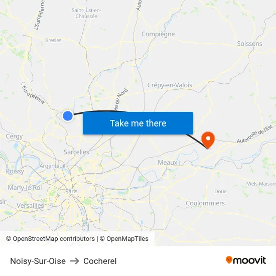 Noisy-Sur-Oise to Cocherel map