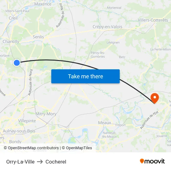 Orry-La-Ville to Cocherel map
