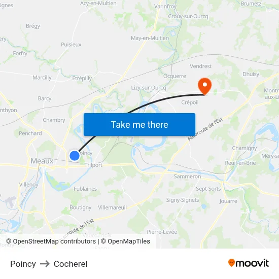 Poincy to Cocherel map