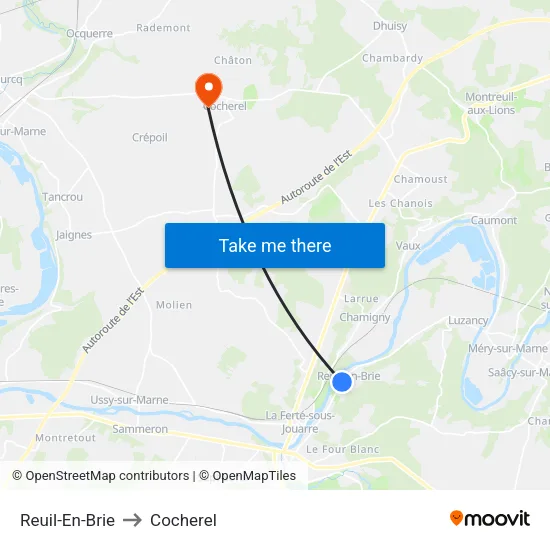 Reuil-En-Brie to Cocherel map