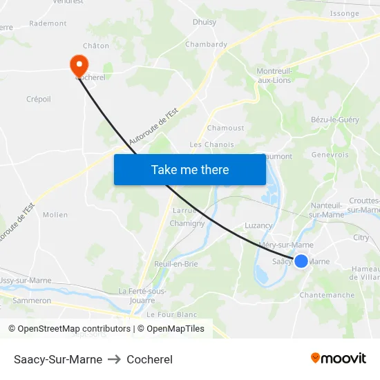 Saacy-Sur-Marne to Cocherel map
