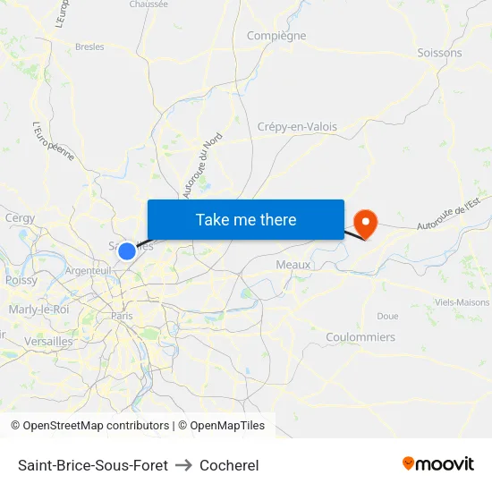 Saint-Brice-Sous-Foret to Cocherel map