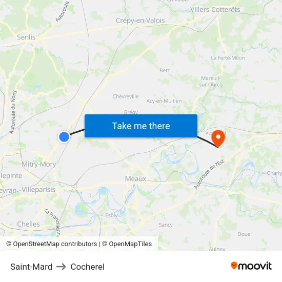 Saint-Mard to Cocherel map