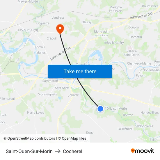 Saint-Ouen-Sur-Morin to Cocherel map