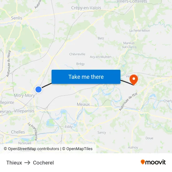 Thieux to Cocherel map