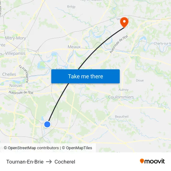 Tournan-En-Brie to Cocherel map